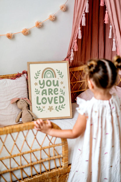 You Are Loved Print – Mint Pastel Quote Art