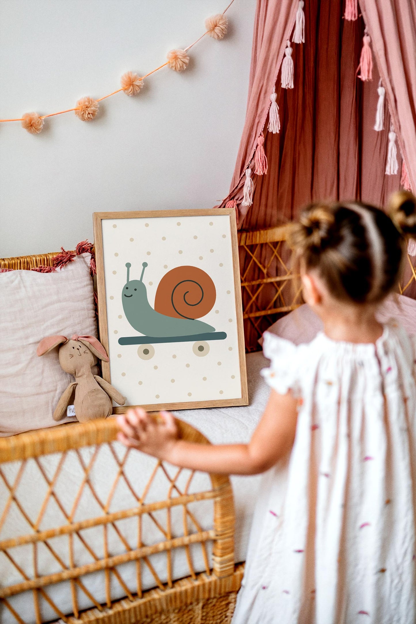 Skateboarding Snail Print - Scandinavian Kids Wall Art