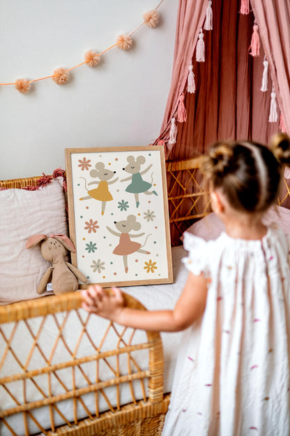 Little Mice Ballet Print - Cute Kids Wall Art