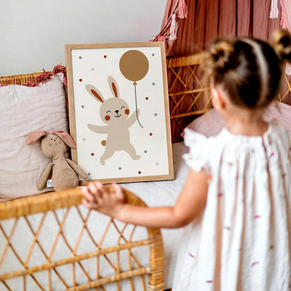 Cute Bunny with Balloon Poster