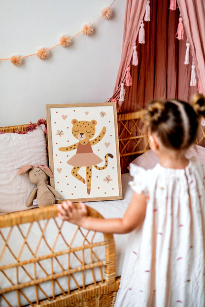 Cheetah Ballerina Print - Cute Kids Wall Art