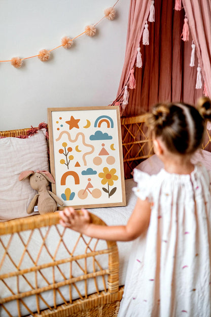 Abstract Kids Room Decor Poster – Playful & Modern Wall Art
