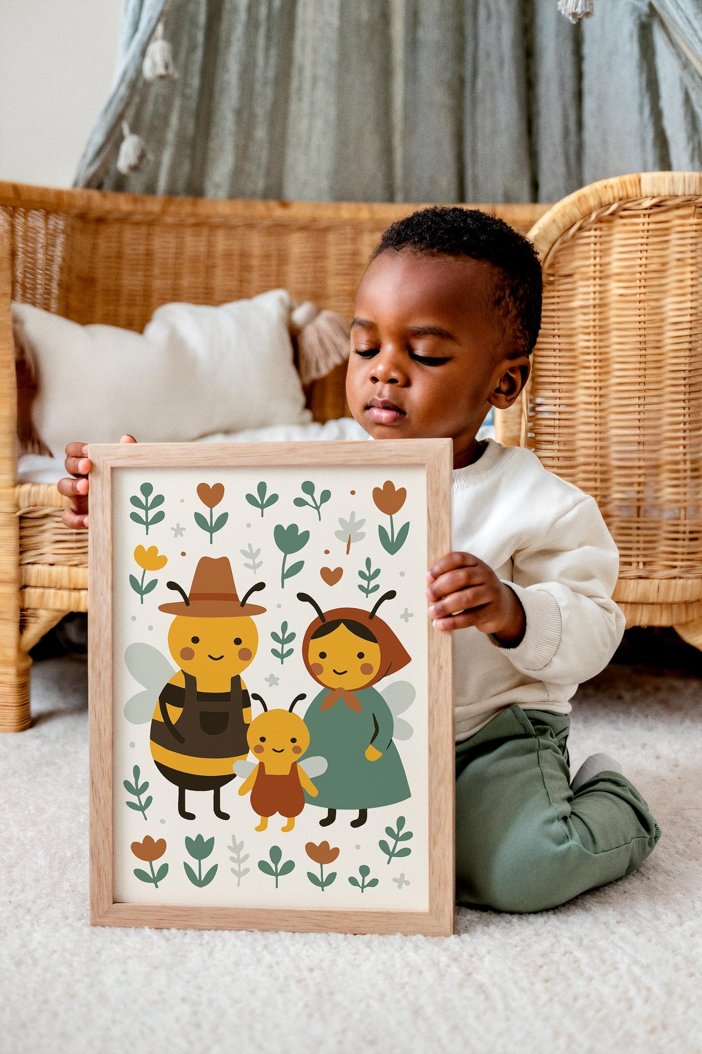 Bee Family Poster - Scandinavian Wall Art