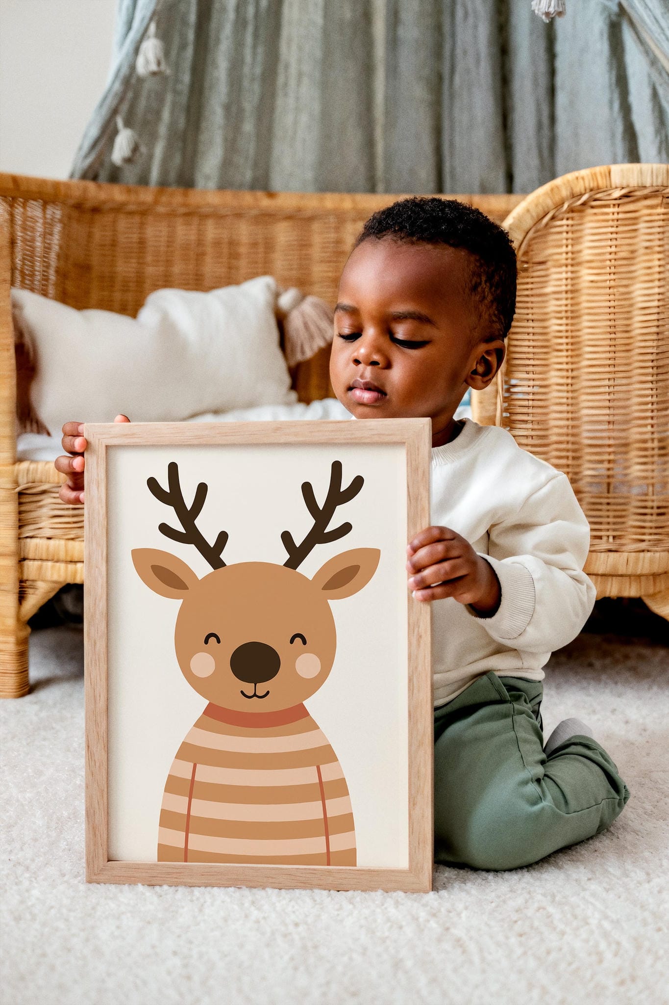 Baby Deer in Sweater Art Print