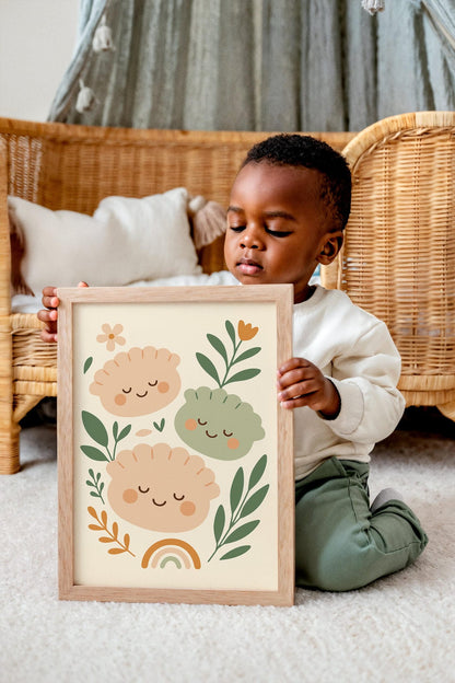 Cute Dumplings Poster – Nursery Food Print
