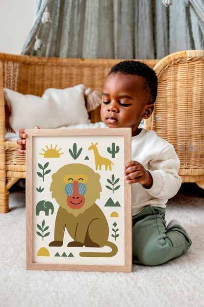 Mandrill Portrait Poster – Jungle Wildlife Wall Art
