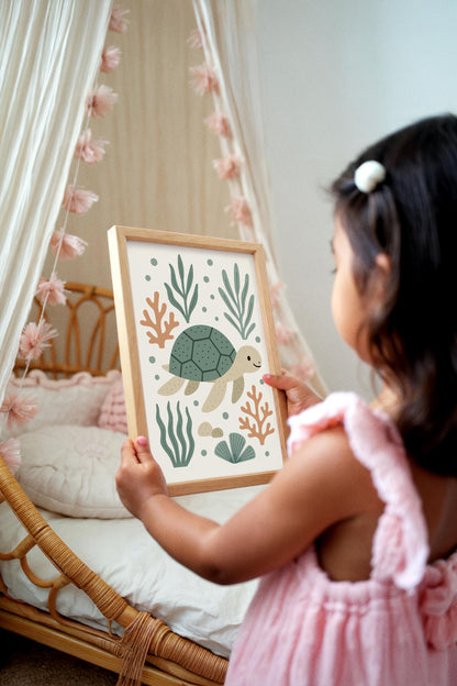 Swimming Turtle Poster – Ocean Kids Wall Art