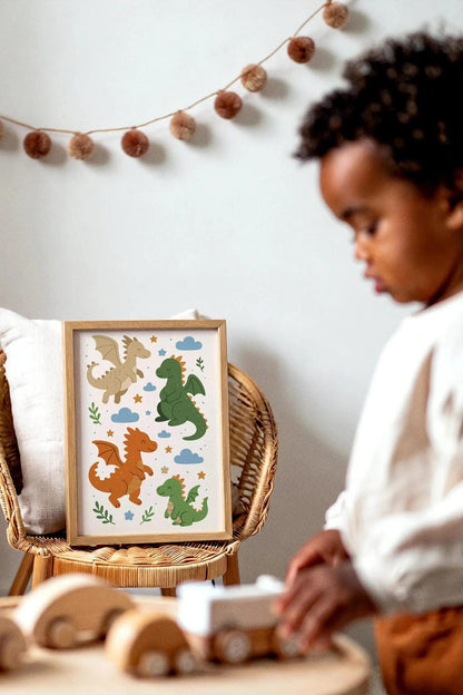 Cute Dragons Art Print – Boys’ Room Wall Art Decor