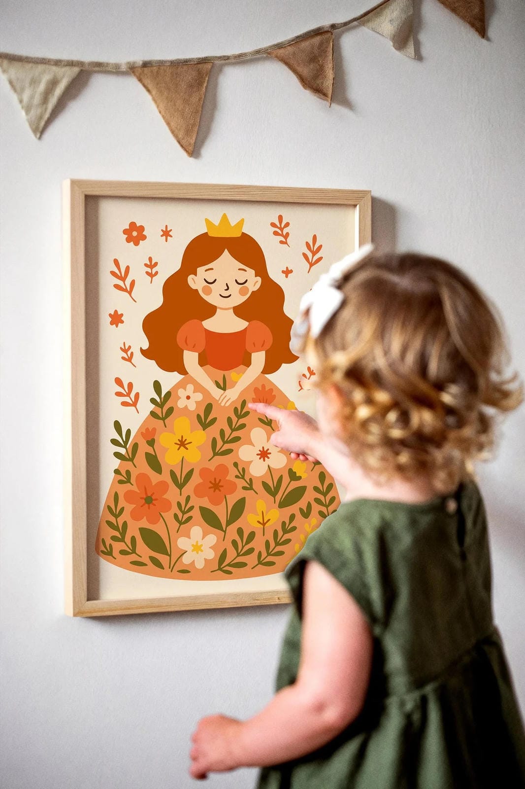 Redhead Princess in Flowers Wall Art – Girl Poster Print