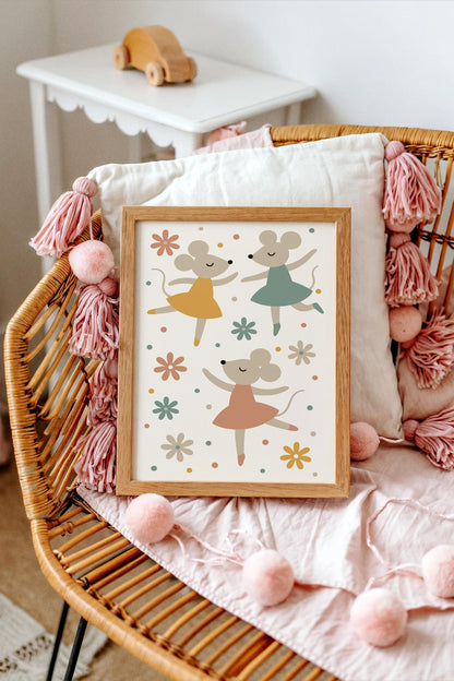 Little Mice Ballet Print - Cute Kids Wall Art