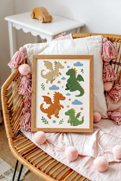 Cute Dragons Art Print – Boys’ Room Wall Art Decor
