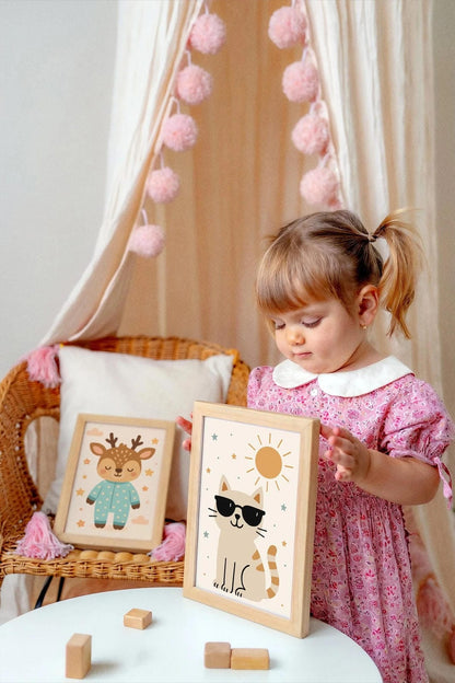 Funny Summer Cat Poster – Kids Room Wall Art Decor