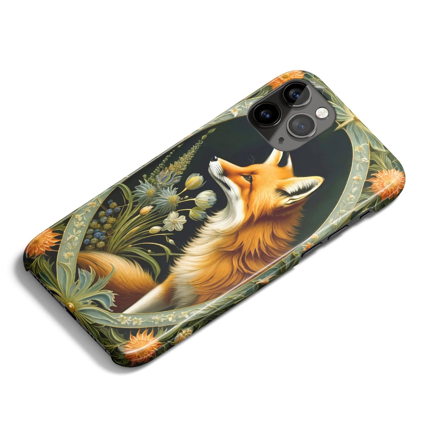 Elegant Fox and Floral Design iPhone Case