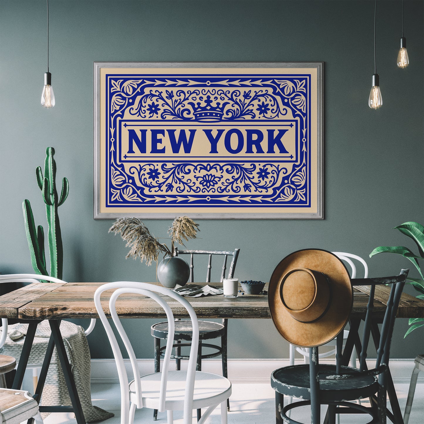 Rococo New York City Typography Horizontal Art Print