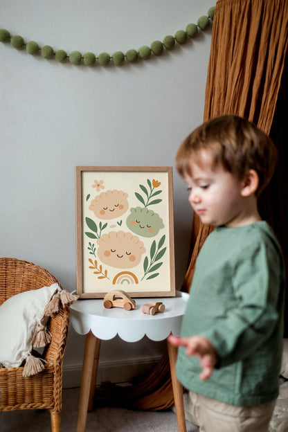 Cute Dumplings Poster – Nursery Food Print