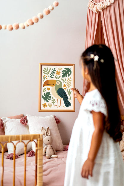 Cute Toucan Print - Jungle Kids Wall Art