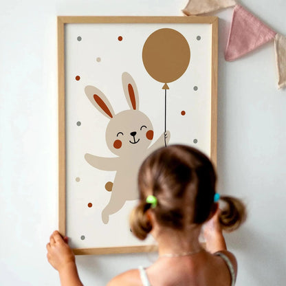 Cute Bunny with Balloon Poster