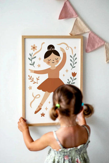 Little Ballerina Wall Art Print – Nursery & Kids Room Decor