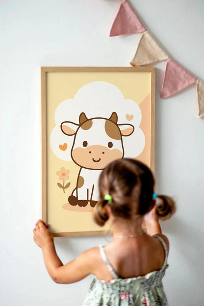Cute Cow Art Print – Kids’ Room Wall Decor