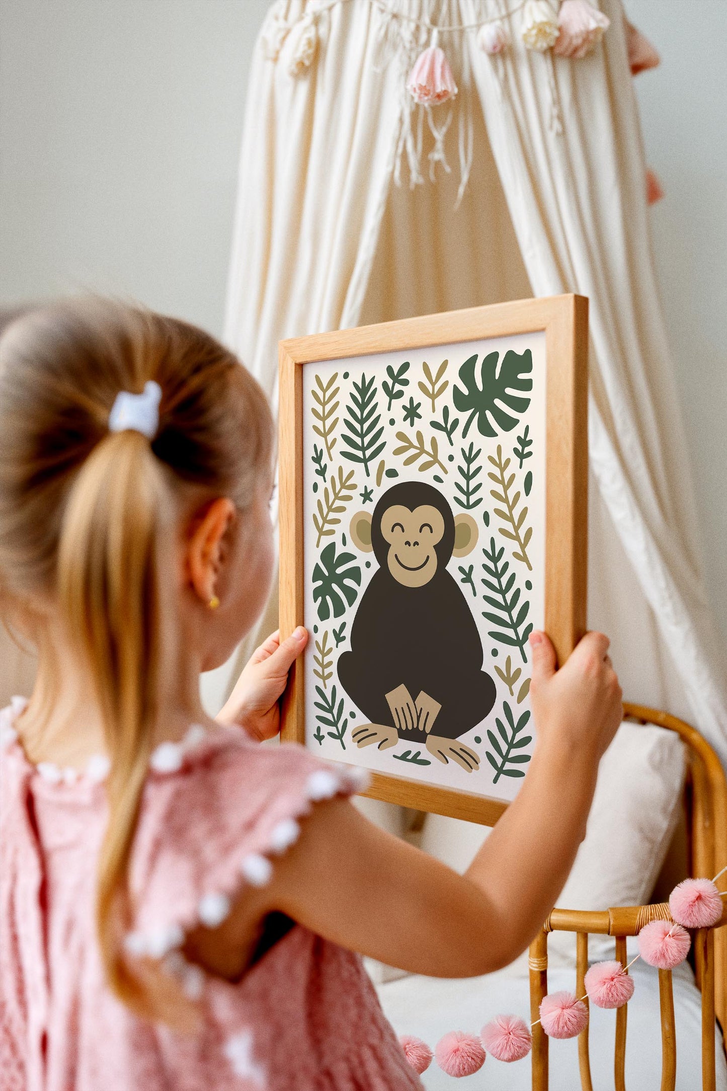 Friendly Monkey Print - Jungle Kids Wall Art