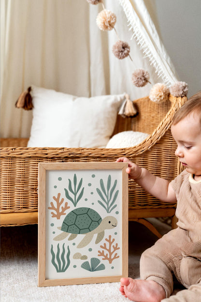Swimming Turtle Poster – Ocean Kids Wall Art