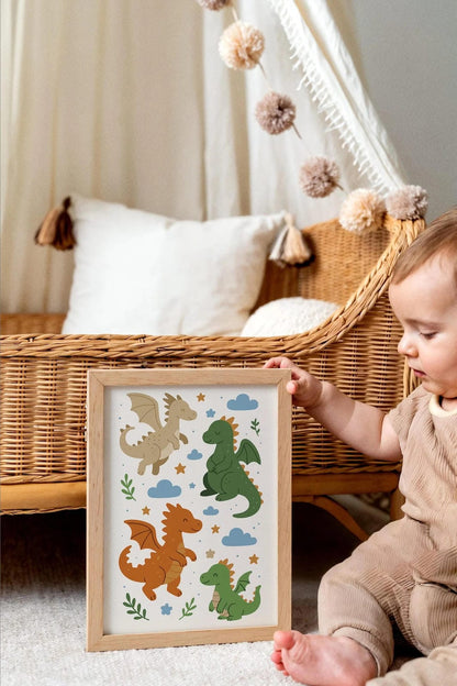 Cute Dragons Art Print – Boys’ Room Wall Art Decor