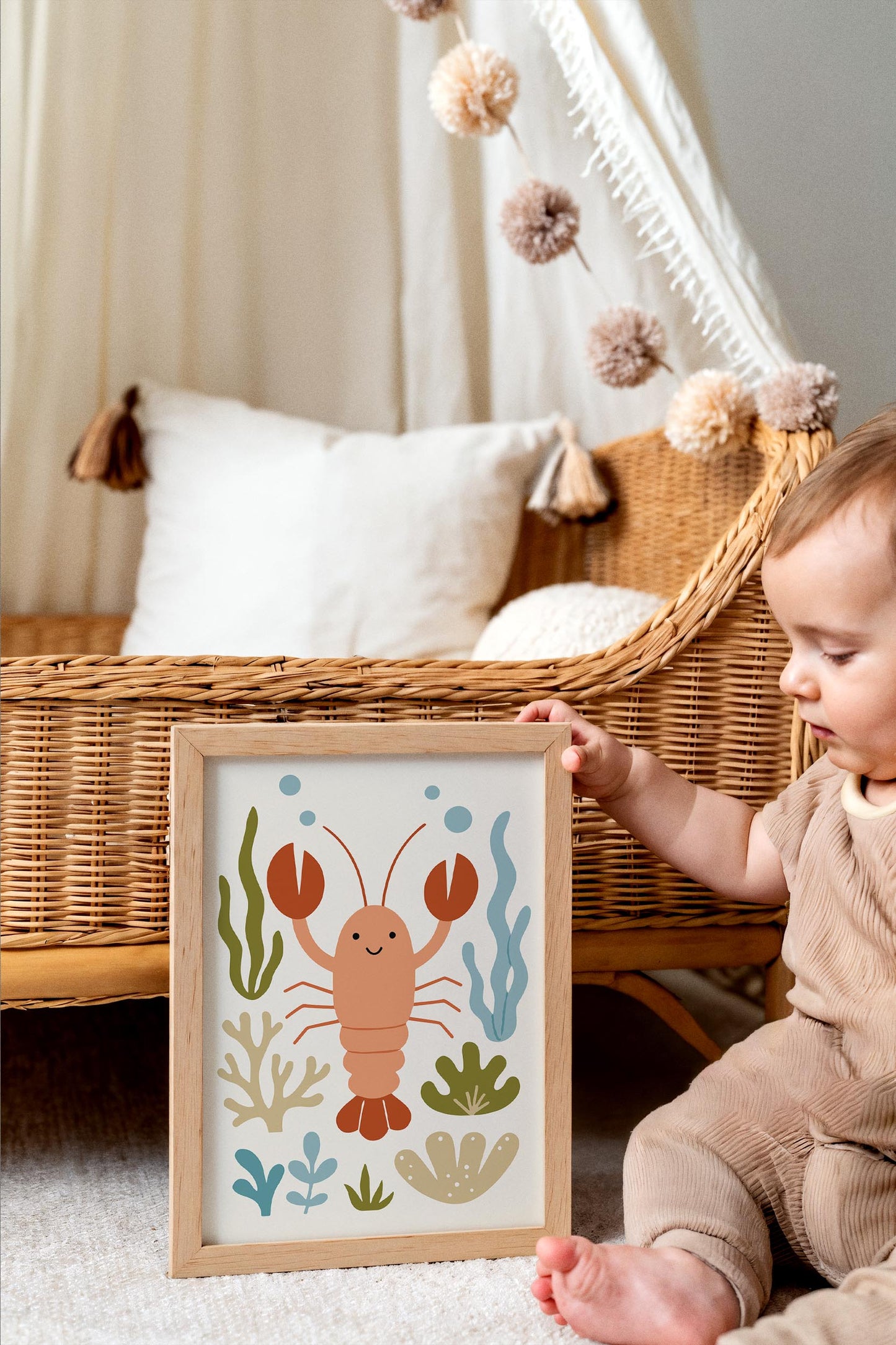 Cute Lobster Poster – Nautical Kids Wall Art