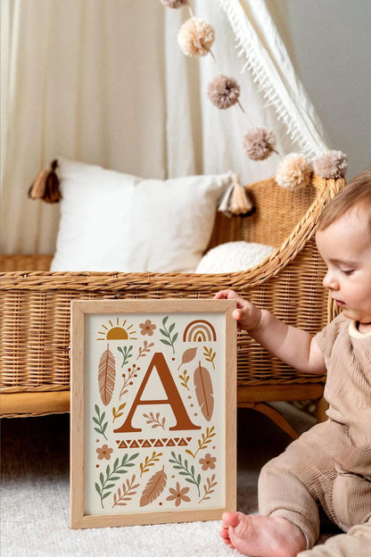 Boho Alphabet A Wall Art – Neutral Nursery Print