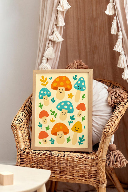 Whimsical Woodland Mushrooms Poster