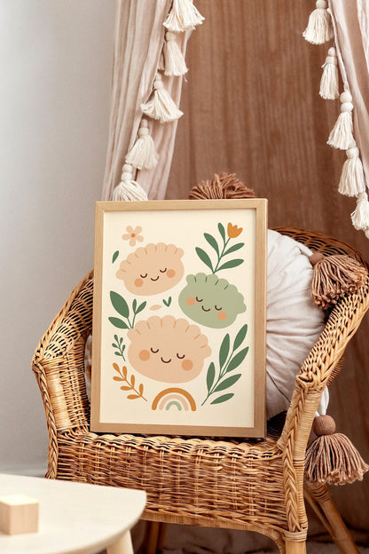Cute Dumplings Poster – Nursery Food Print