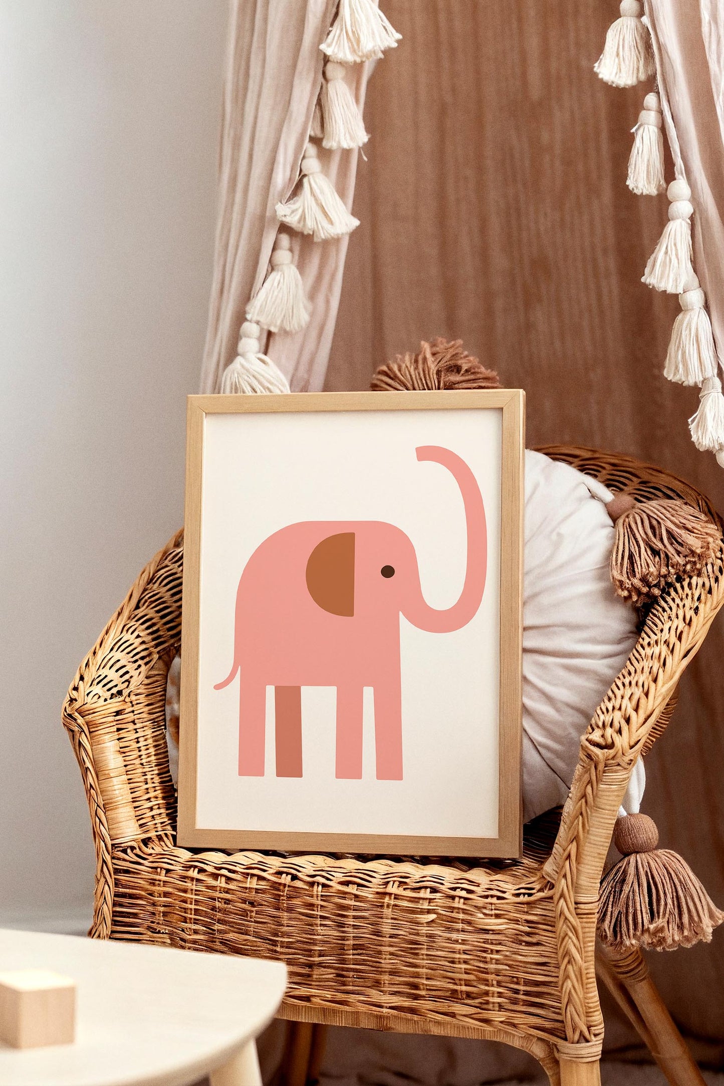 Pink  Elephant Poster - Scandinavian Animal Wall Art