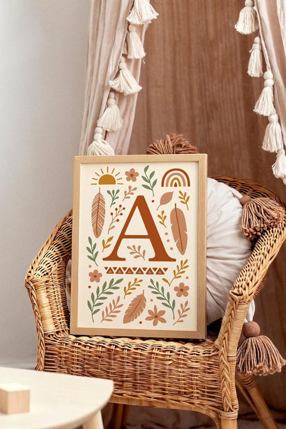 Boho Alphabet A Wall Art – Neutral Nursery Print