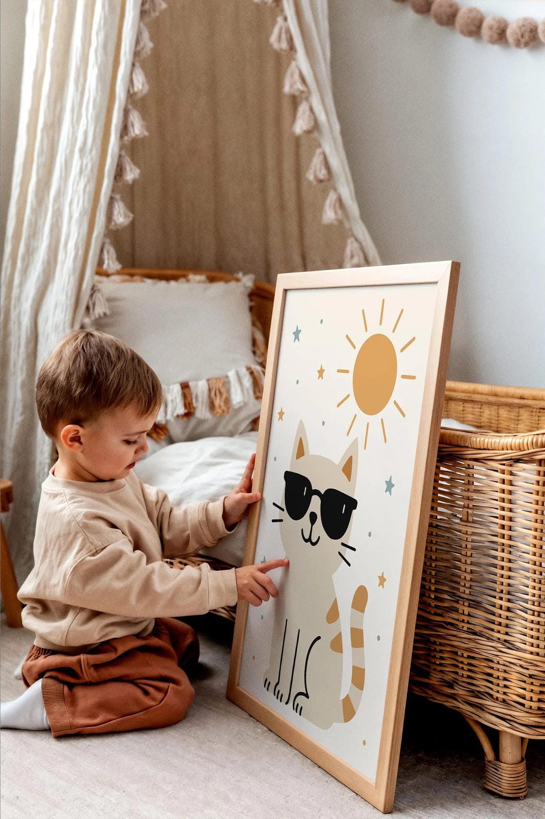 Funny Summer Cat Poster – Kids Room Wall Art Decor