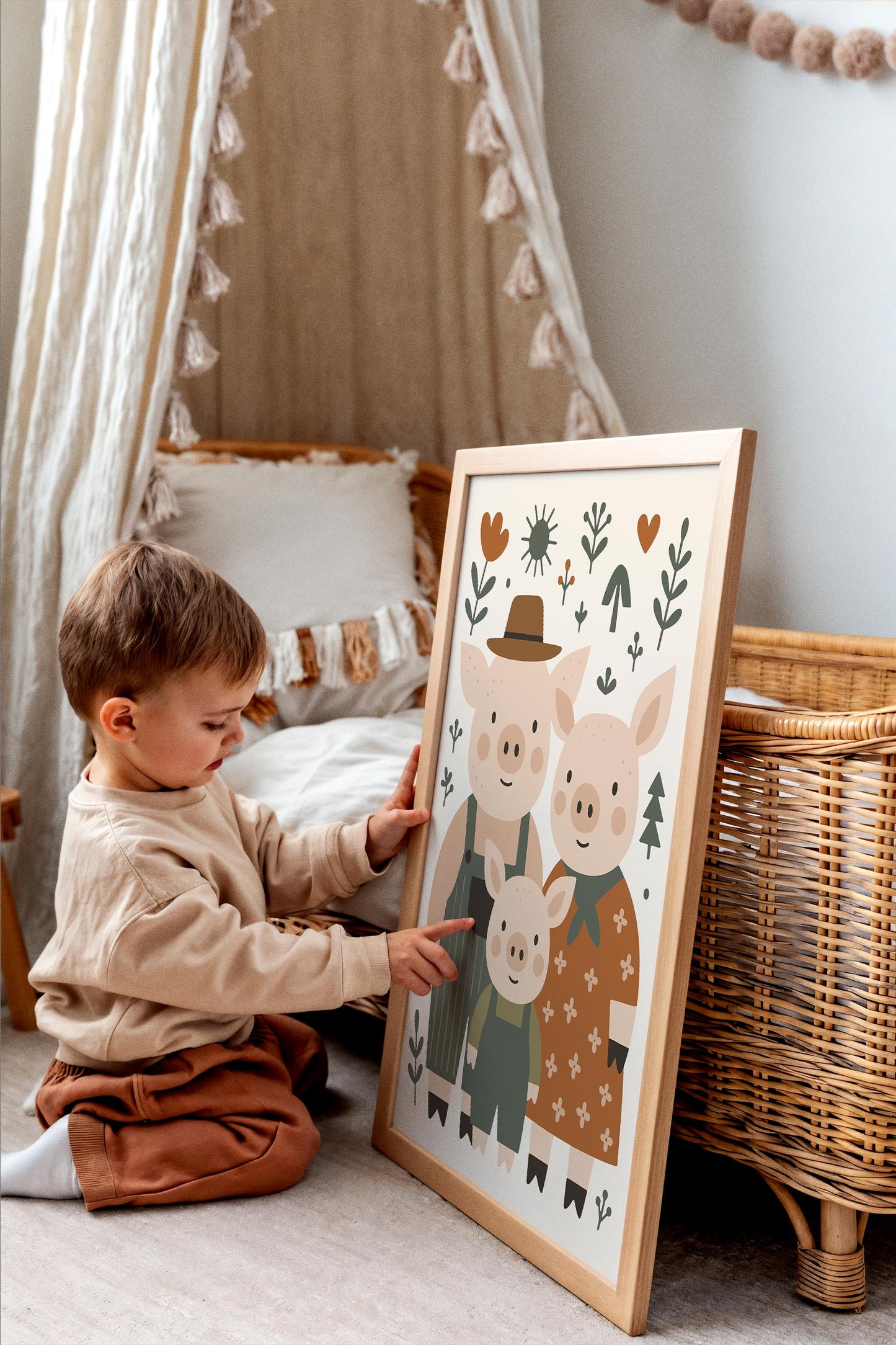 Pig Family Print - Farmhouse Kids Wall Art