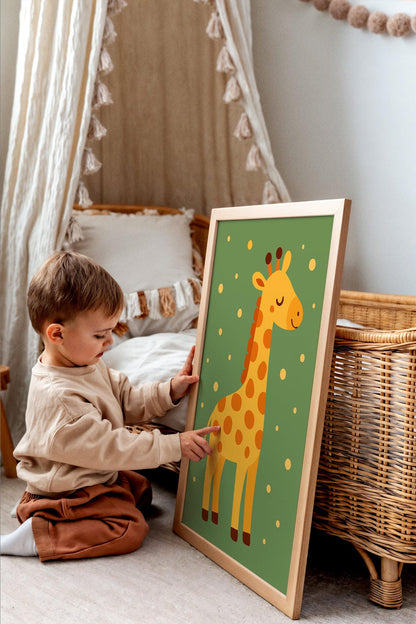Green & Yellow Safari Giraffe – Jungle Wall Art