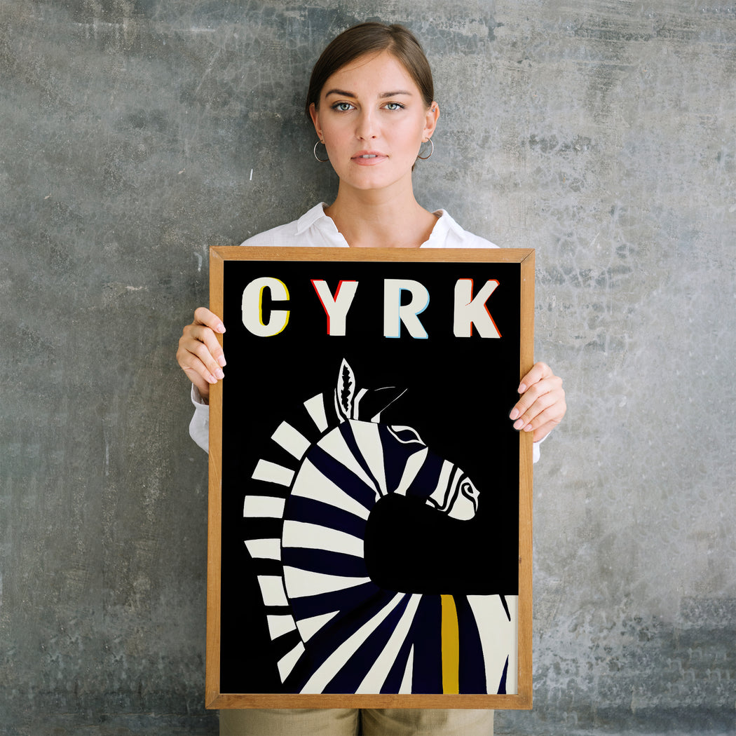 CYRK - Polish Circus Poster - Retro Zebra