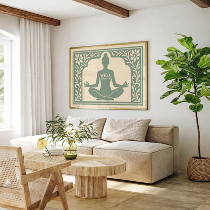 The Yoga Girl Club Poster - Sage Green Horizontal Wall Art Print