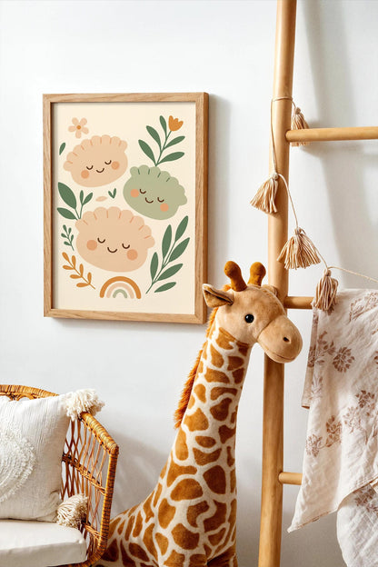 Cute Dumplings Poster – Nursery Food Print