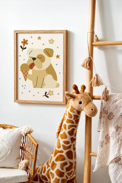 Funny Bulldog Print - Kids Wall Art