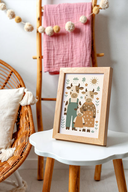 Cow Family Poster - Country Home Wall Decor