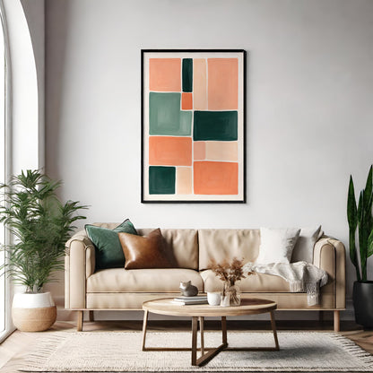 Geometric Peach Colorblocks Art Print