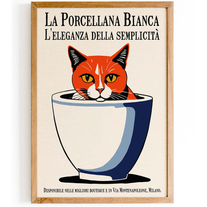 Antique Italian Porcelain Cat Cup Poster