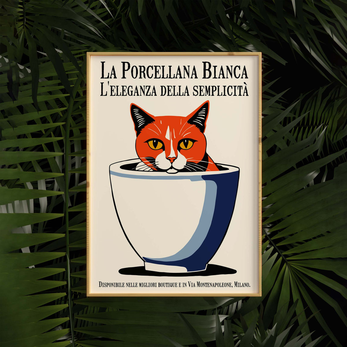 Antique Italian Porcelain Cat Cup Poster