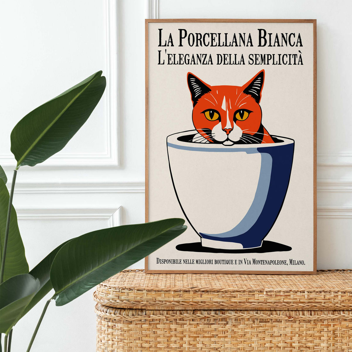 Antique Italian Porcelain Cat Cup Poster