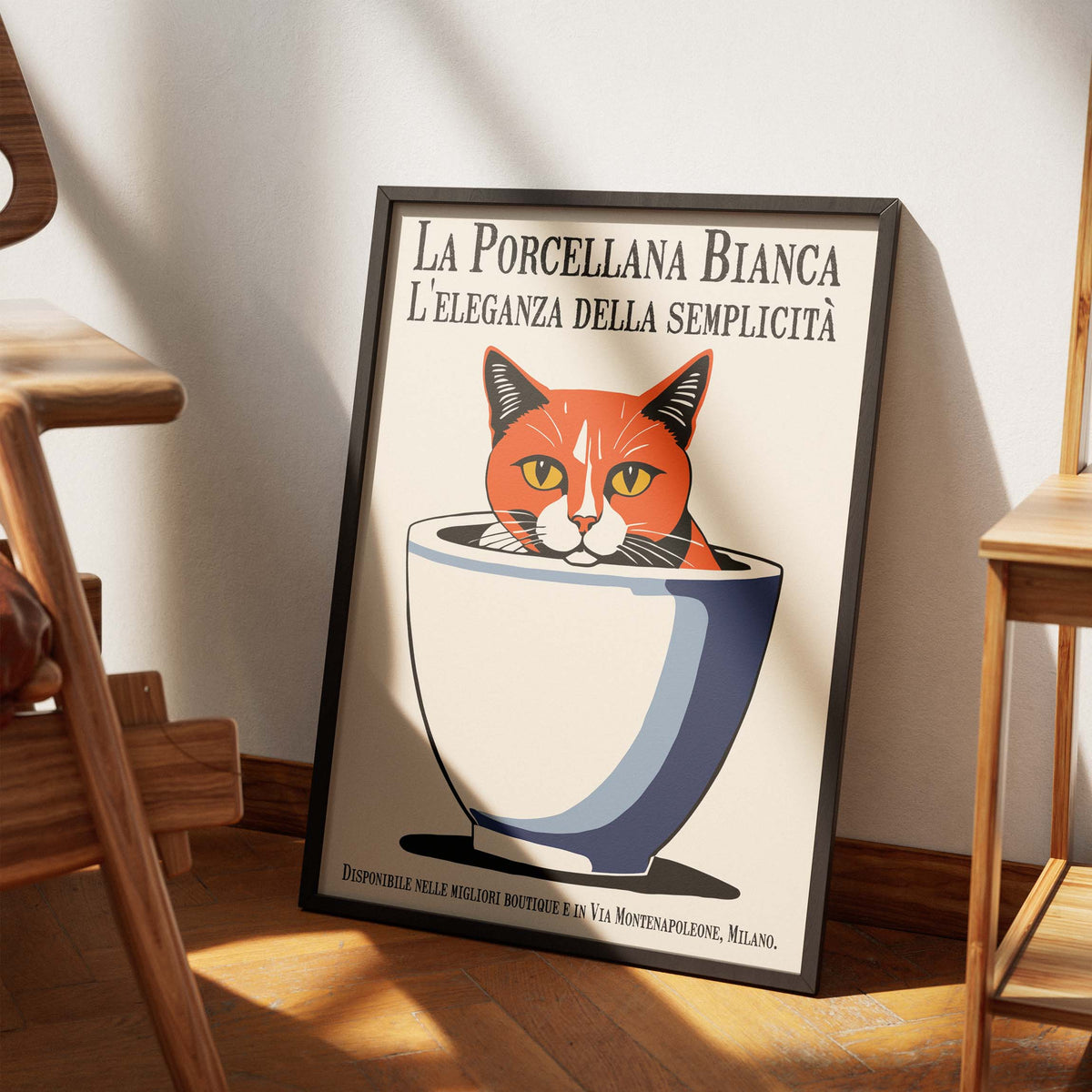 Antique Italian Porcelain Cat Cup Poster