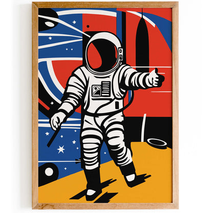 Astronaut Space Exploration Retro Wall Art