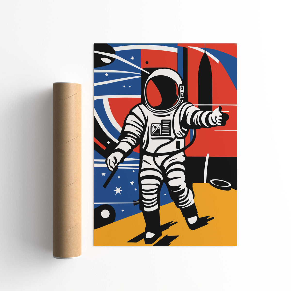 Astronaut Space Exploration Retro Wall Art
