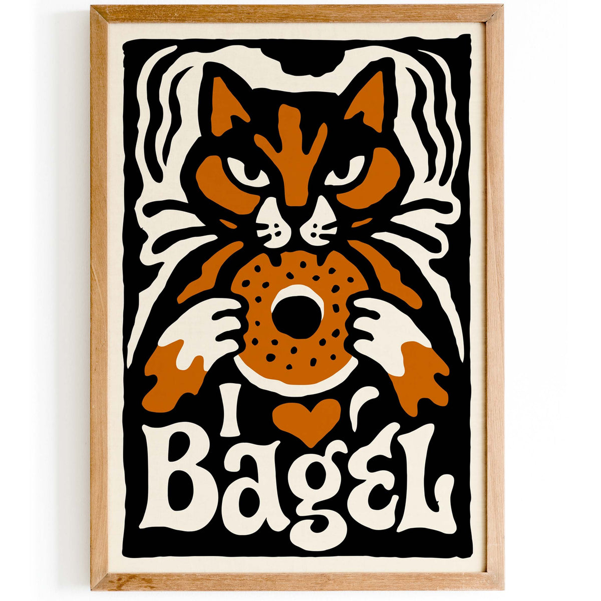 Bagel Cat Vintage Poster