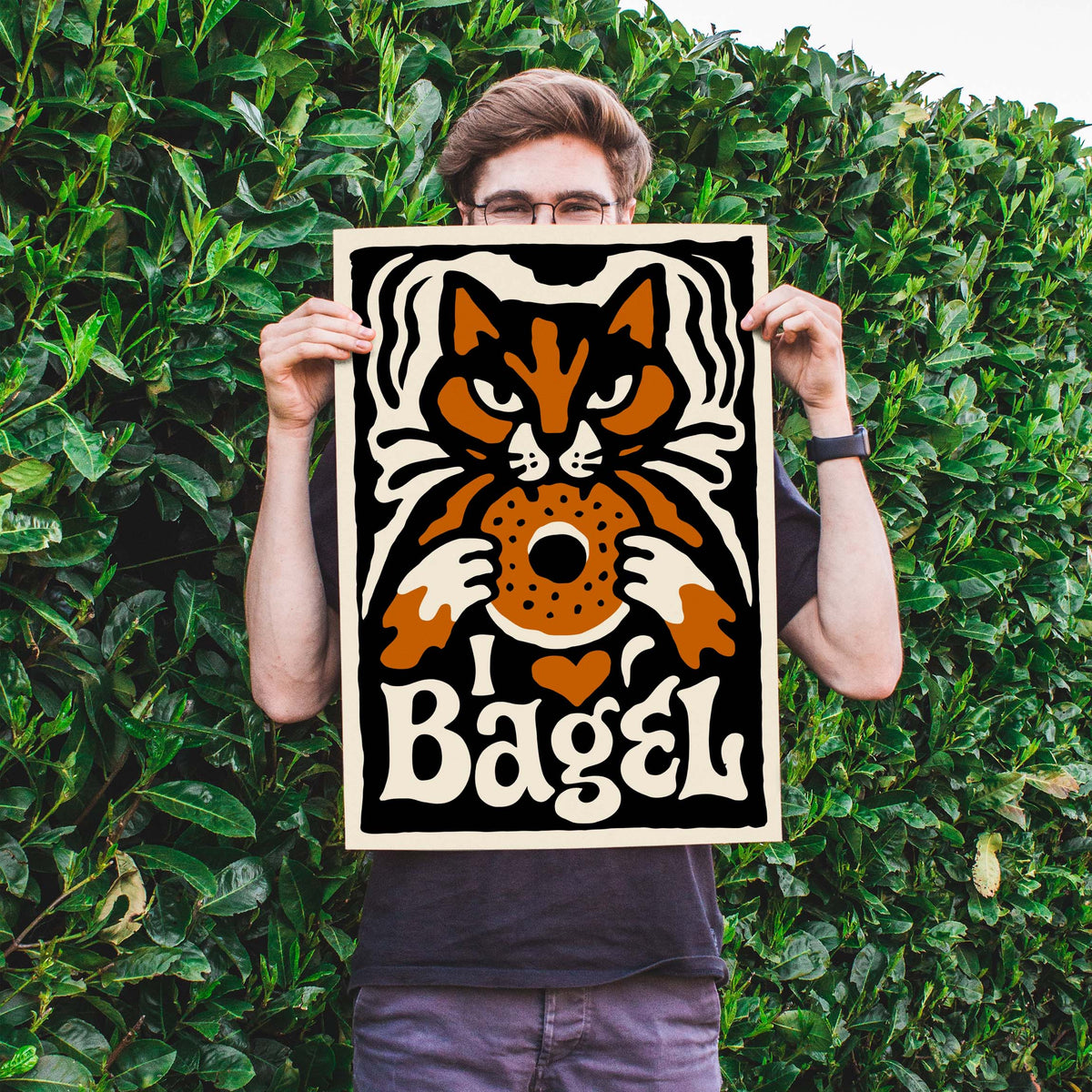 Bagel Cat Vintage Poster