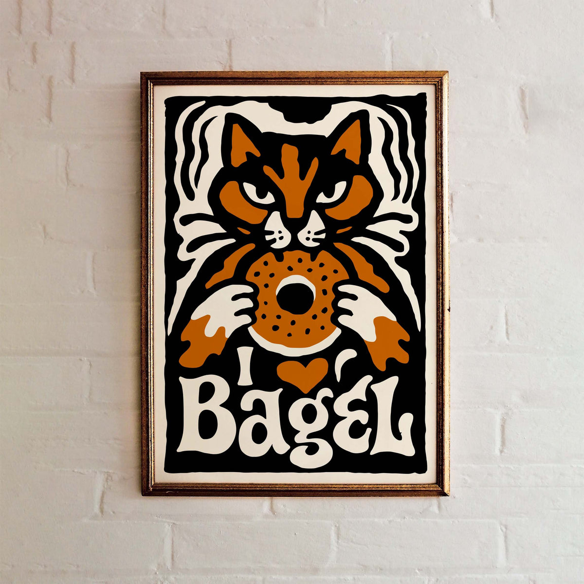 Bagel Cat Vintage Poster